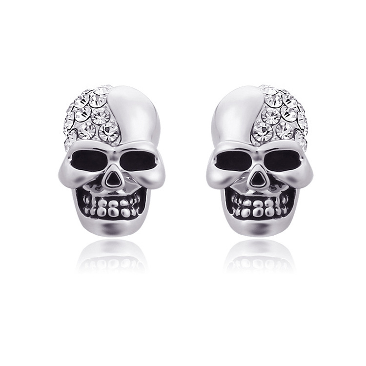 Vintage Personalized crystal Skull Stud Earrings For women men Punk Gold Silver Rose Gold Earring Halloween Jewelry Gift
Vintage Personalized crystal Skull Stud Earrings For women men Punk Gold Silver Rose Gold Earring Halloween Jewelry Gift