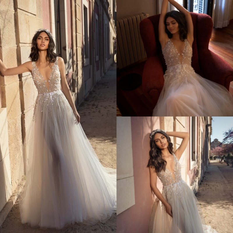 Julie Vino 2019 Charming Wedding Dresses V Neck Lace Appliqued Beaded Vestidos De Novia Sweep Train A Line Beach Wedding Dress, Gray
Julie Vino 2019 Charming Wedding Dresses V Neck Lace Appliqued Beaded Vestidos De Novia Sweep Train A Line Beach Wedding Dress, Gray