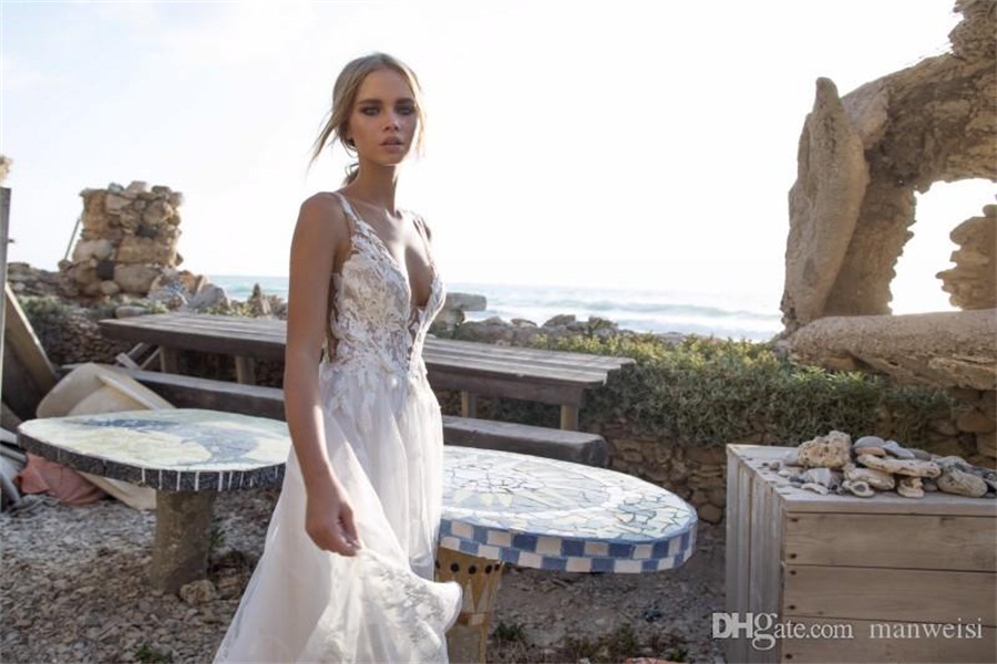 limor rosen bohemian wedding dresses a line v neck beach bridal dress lace boho backless bridal gowns