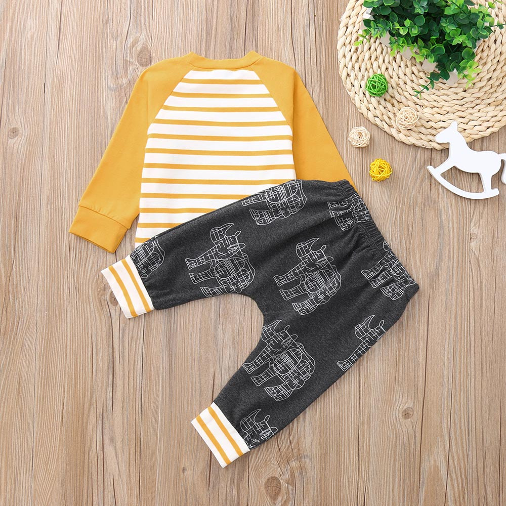 Fashion Kids clothes Baby clothing set 2PCs Long Sleeves Print Stripe Top+Pants Outfit Kids Clothing Sets roupa infantil