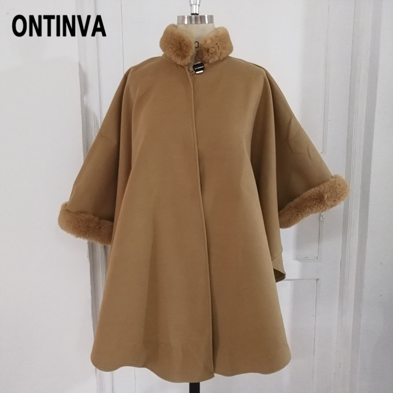 Women Woolen Overcoat Camel Poncho Winter Knitwear Shawl Cape Feminino Loose Warm Outerwear Inverno Plus Size 3XL Overcoat