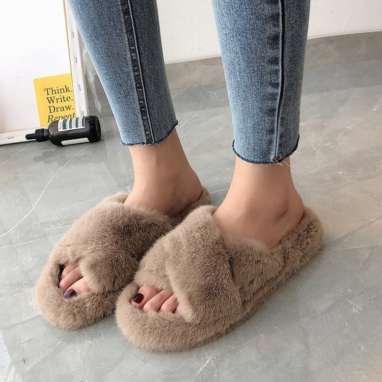 Maggie s Walker 2020 Spring New Fuzzy Slippers Sliders Shoes Soft Comfort Footwear Shoe Cute Winter Fur Home Shoe Casual Shoes Y200706