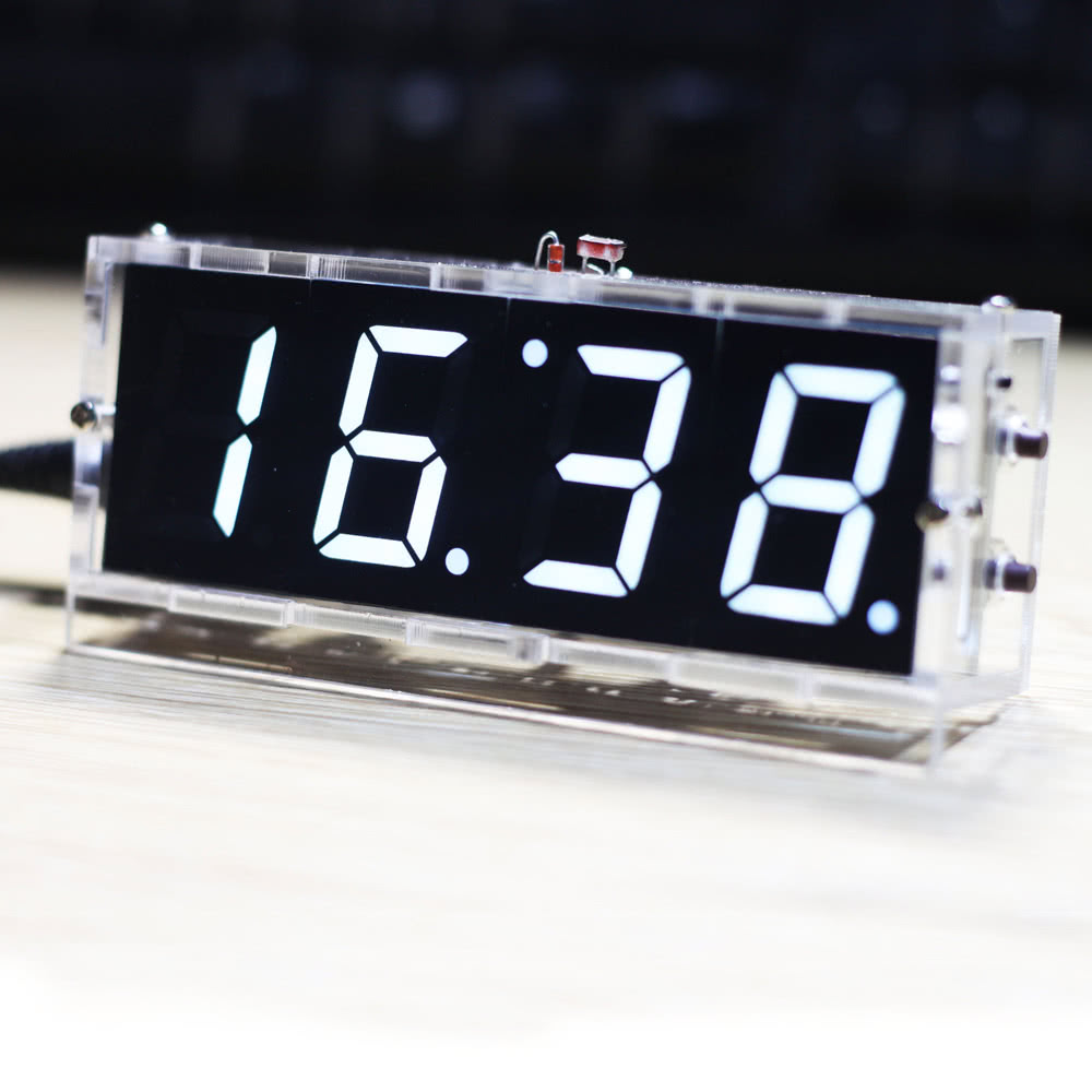 Digital Alarm Clock Digit DIY Electronic Clock Kit Module LED Light Control Temperature Date Time Display Large Screen for Table Desktop