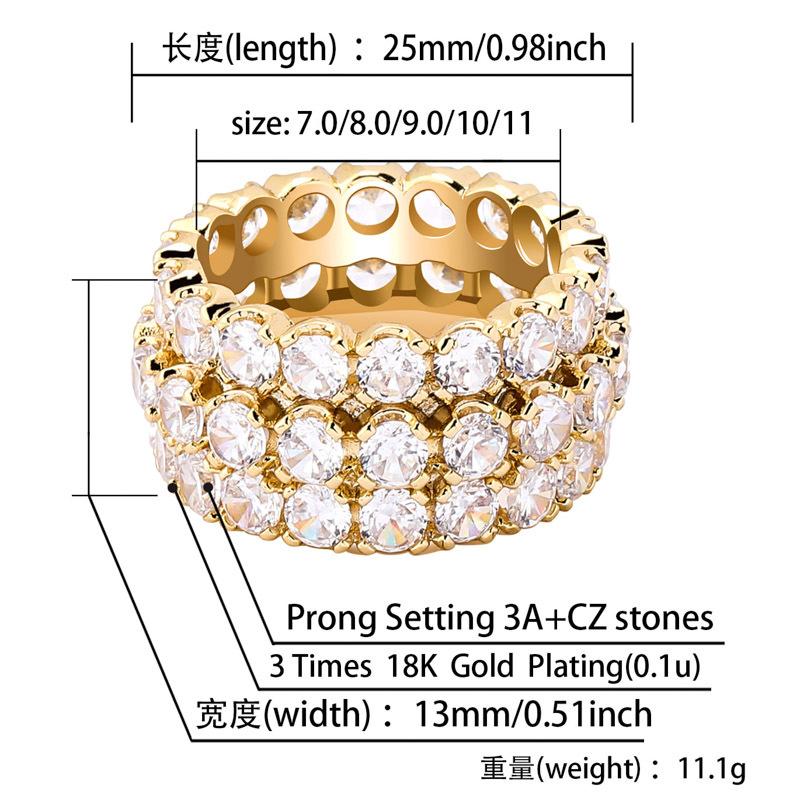 New Arrival Hip Hop Engagement Ring 18K Gold Plated Iced Out Cubic Zirconia Mens Womens Band Bling Diamond CZ Zircon Stone Finger Rings Jewelry Gifts 