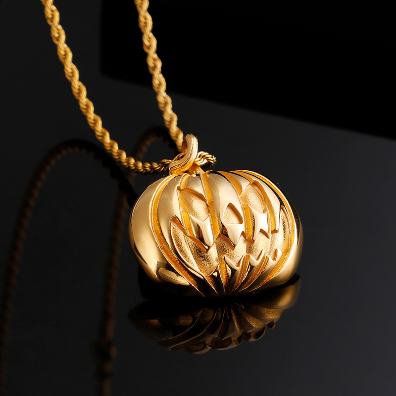 Halloween Pumpkin Pendant Necklace 316L Stainless Steel Gold Plated New Funny Necklace Jewelry Men Women Pendants