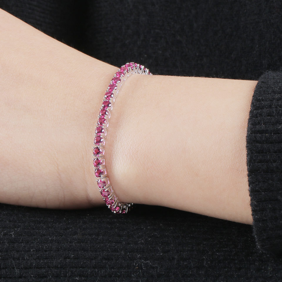 Umcho Rich Color Created Ruby Bracelet For Women 925 Sterling Silver Jewelry January Birthstone Romantic Wedding Fine Jewelry J190612
