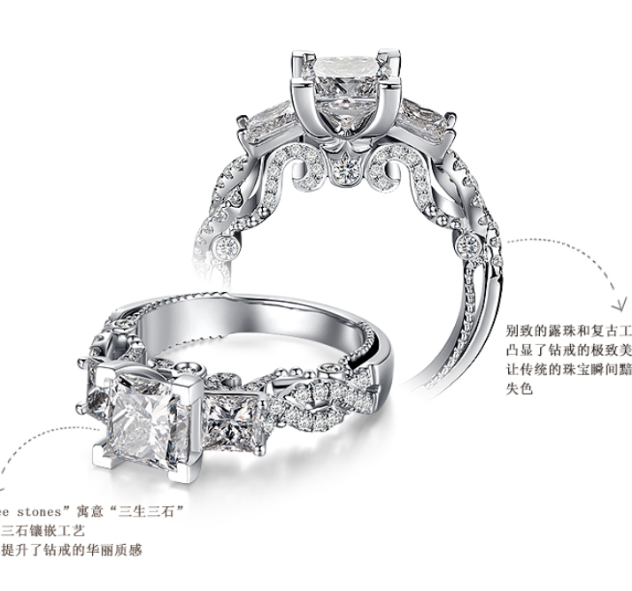 Infinity Brand New Vintage Fashion Jewelry 925 Sterling Silver Three Stone White Topaz CZ Diamond Eternity Women Wedding Band Ring Gift