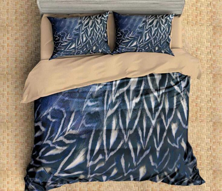 Feather Pattern Bedding Set 3D Peacock Colorful Feather Printing Duvet Cover with Pillowcase Full Queen King Size