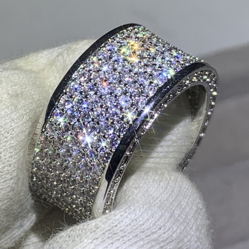2024 New White Gold Band Ring: Pave CZ Dia Wedding Jewelry 6239