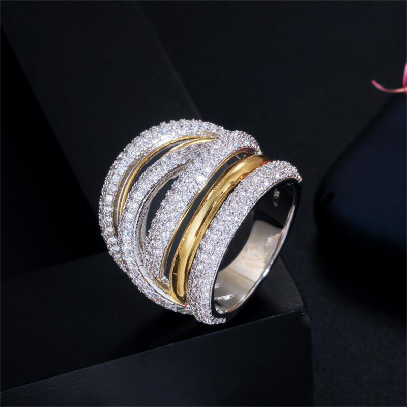 US Size 5-10 Stunning Luxury Jewelry 14K White Gold Fill Pave White Sapphire CZ Diamond Women Wedding Engagement Cross Band Ring Gift