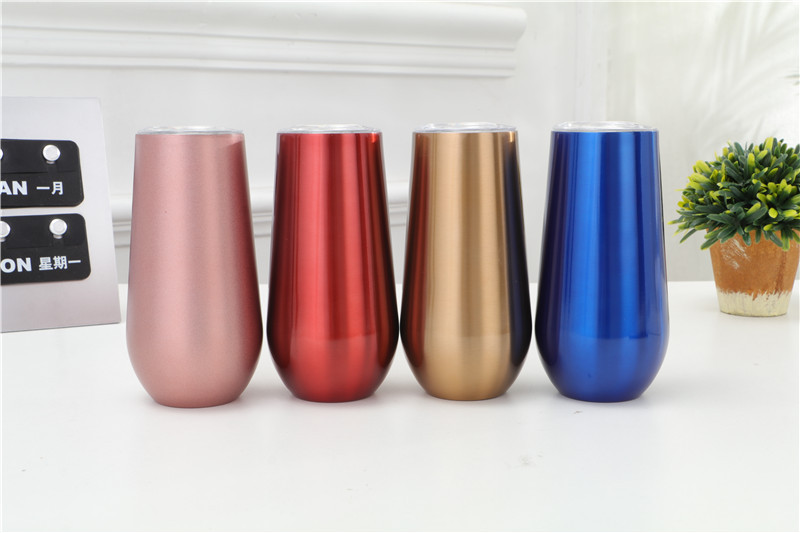 6oz Egg Cup Stainless Steel Champagne Wine Glasses Vacuum Insulated Tumbler With Lid Many Colors For Choose