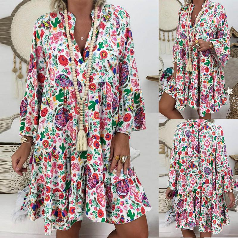 Women Ladies Loose Print Three Quarter Sleeve Mini Dress Summer Dress Sundress Retro Collar Casual Robe Femme Ete 2020 new #25, Multicolor
Women Ladies Loose Print Three Quarter Sleeve Mini Dress Summer Dress Sundress Retro Collar Casual Robe Femme Ete 2020 new #25, Multicolor