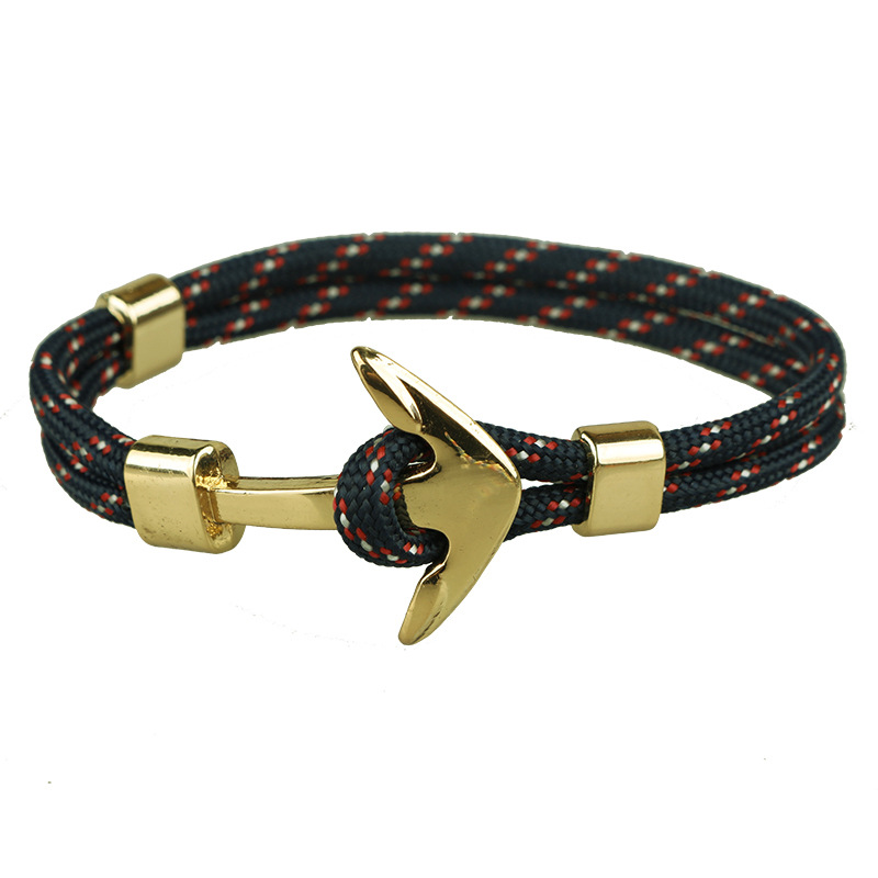 Men and Women Handmade Gold Anchor Paracord Link Bracelet Colorful Woven Bracelets