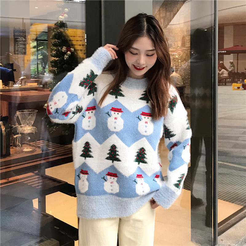 2019 Ugly Christmas Sweater autumn and winter new fashion thickening hippocampus Christmas snowman sweater sweater coat female V191202