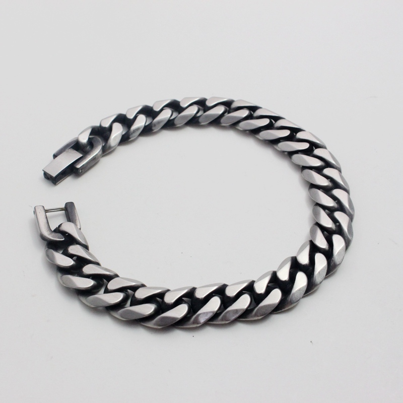 Stainless Steel Men Retro Bracelet Gifts Mens Chain Curb Cuban Link Accessories Black Rock Charm Hand Chain Bracelets Male