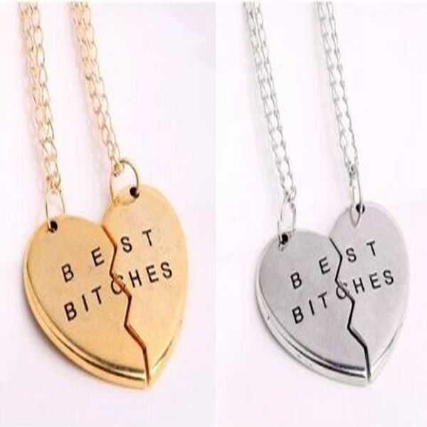 Fashion Necklace Best Bitches Heart Necklace Pendant Charm Gold Silver Chain Designer Necklace Couple Friends BFF Jewelry Friendship Gift
Fashion Necklace Best Bitches Heart Necklace Pendant Charm Gold Silver Chain Designer Necklace Couple Friends BFF Jewelry Friendship Gift