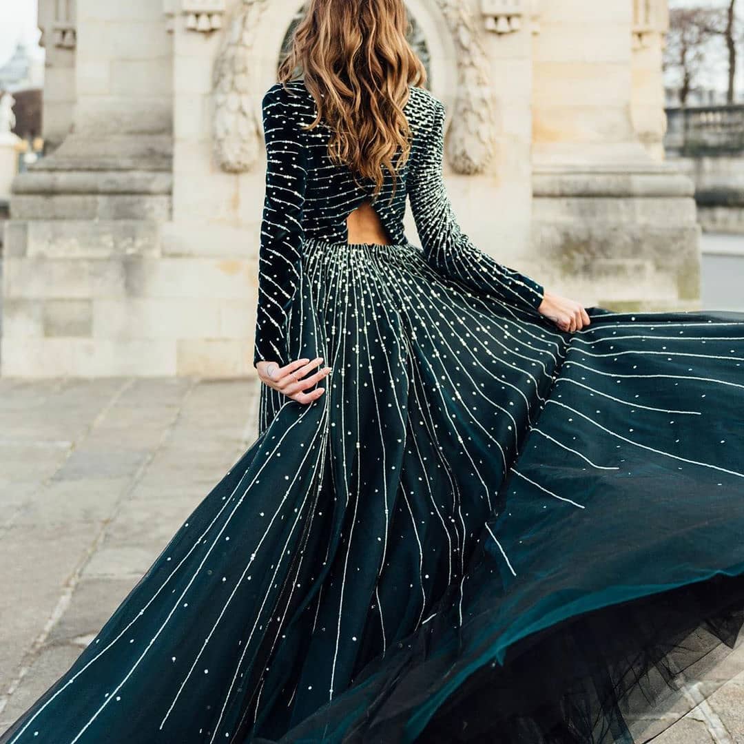 2020 Arabic Aso Ebi Luxurious Dark Green Evening Dresses Beaded Crystals Prom Dresses Long Sleeves Formal Party Second Reception Gowns ZJ222