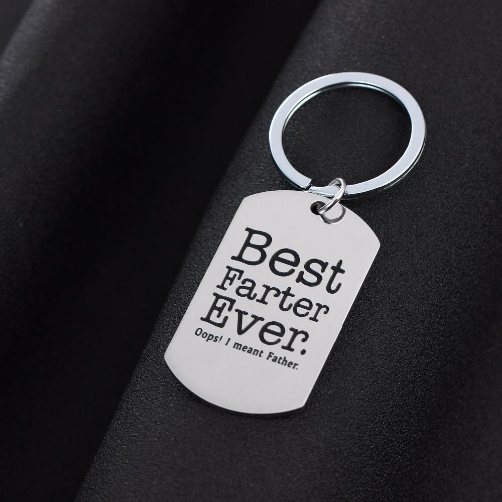 12pcs/Lot Best Farter Ever Oops I Mean Father Dad Mother Keychain Stainless Steel Keyring Heart Family Jewelry Daddy Key Chain Fathers Gifts