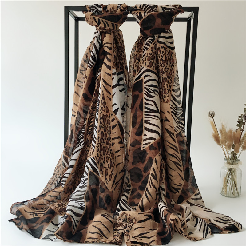 New Design leopard Long scarf women scarves voile animals print Cotton loop Scarf ring woman Shawls