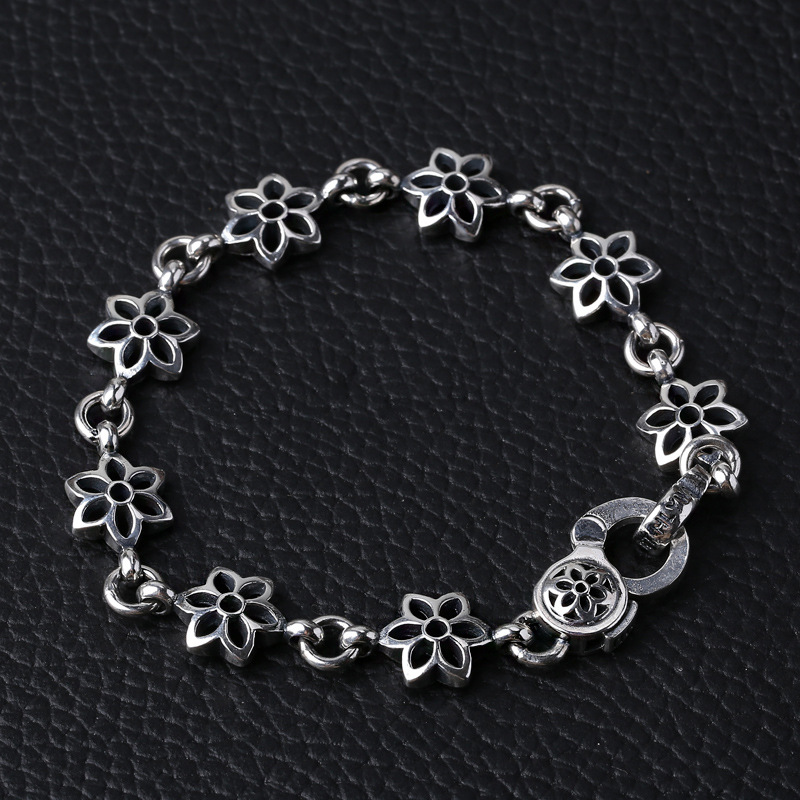 925 Sterling silver jewelry designer hand-made cherry blossom bracelet designed with unique closure clasps