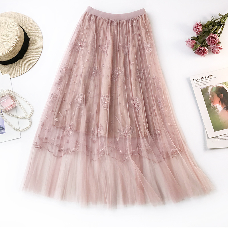 Korean Clothing Embroidery Beading Skirt 2019 New Spring Fresh Dandelion Embroidered A-Line Women Skirt Female Long Tulle, Black
Korean Clothing Embroidery Beading Skirt 2019 New Spring Fresh Dandelion Embroidered A-Line Women Skirt Female Long Tulle, Black