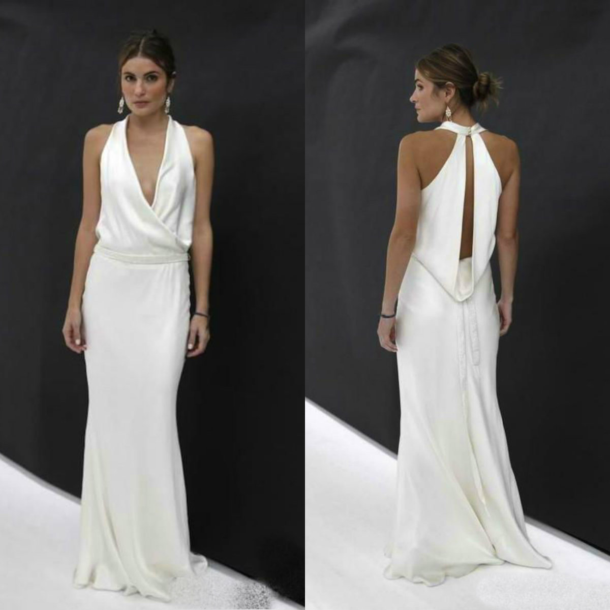 Fashion Boho Mermaid Wedding Dresses Halter V Neck Backless Satin Bridal Gowns Vestidos De Novia Cheap Beach Wedding Dress