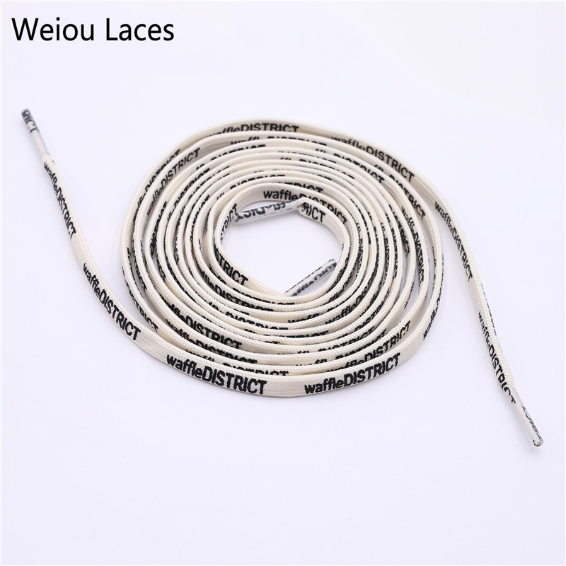 Weiou Brand New 7mm Double-sided Printing Shoelace Extra Long Shoestring Sports Clothing Drawstring Beige Flat Laces