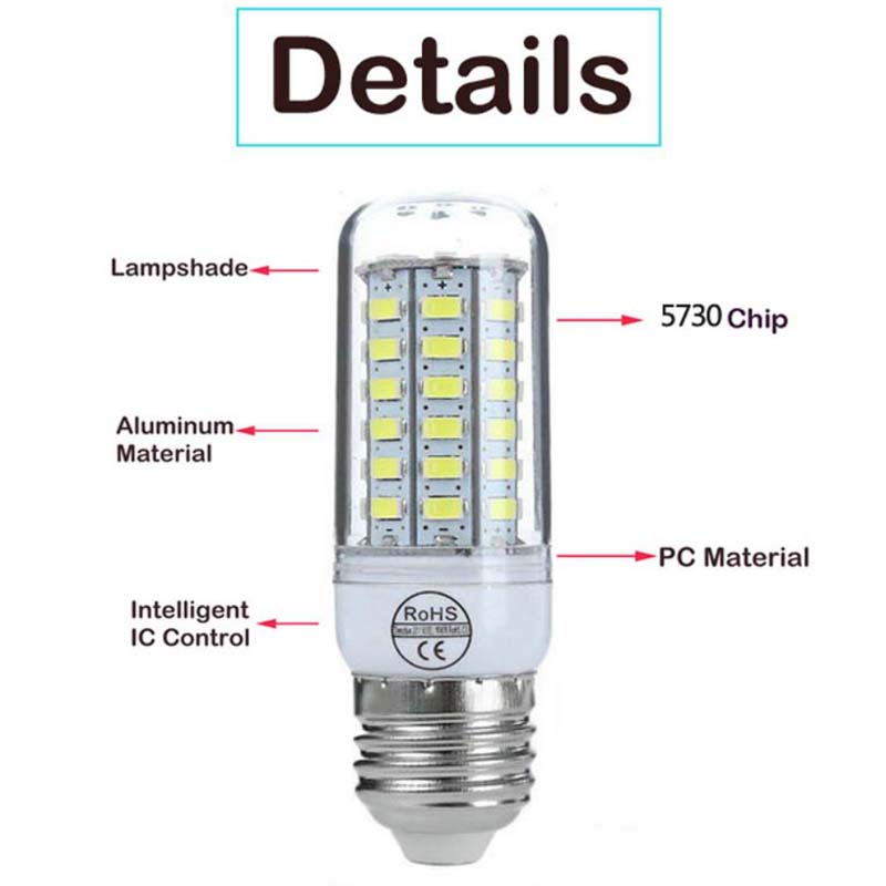 E27 E14 GU10 G9 B22 LED Light Corn Bulb Super Bright 5730 7W/12W/15W/18W/20W Warm/White 110V 220V for Chandelier