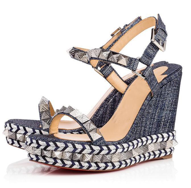 2020 Elegant Studs Red Bottoms Pyraclou Wedges Sandals For Women Lady High Heels Luxury Designer Walking Ankle Strap Women's 3507478, Colour 5
2020 Elegant Studs Red Bottoms Pyraclou Wedges Sandals For Women Lady High Heels Luxury Designer Walking Ankle Strap Women's 3507478, Colour 5