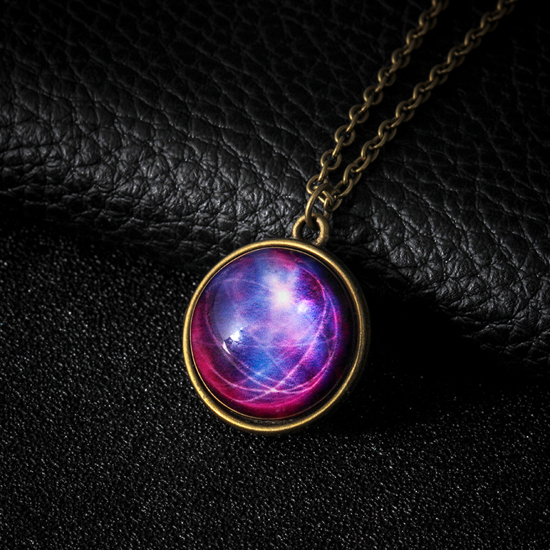 Fashion Double-sided Glass Ball Luminous Couple Necklaces Universe Fantasy Star Pendant Necklace High Quality jewelry