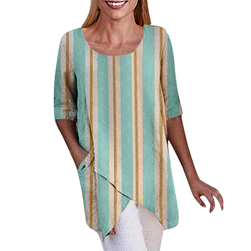 Plus Size Summer 2019 Stripe T Shirt Women Printed Half Sleeve Loose Irregular Oversized T Shirt camisetas mujer, Blue
Plus Size Summer 2019 Stripe T Shirt Women Printed Half Sleeve Loose Irregular Oversized T Shirt camisetas mujer, Blue