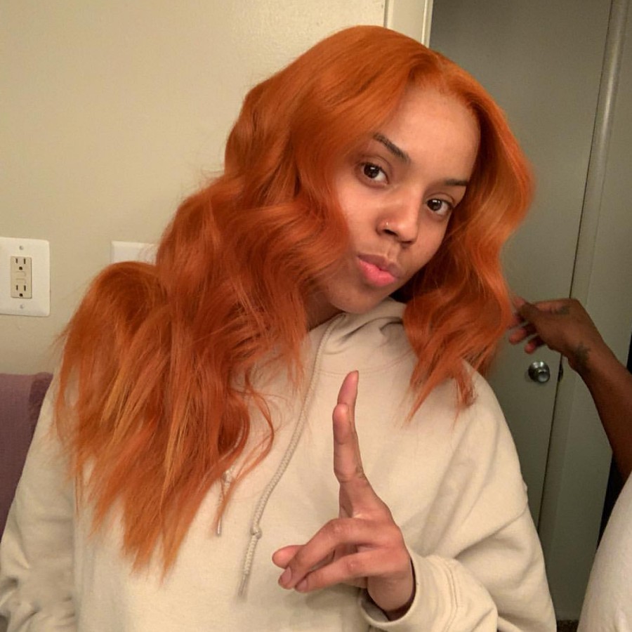 Long Wavy Auburn Orange Color Wigs natural simulation Lace Front human hair Wigs For Women Heat Resistant Glueless Cosplay synthetic Wig