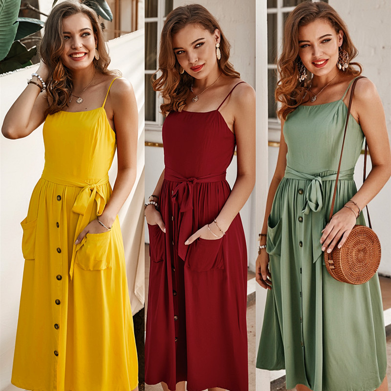 Summer Boho Women Bandage Midi Dress Sexy Elegant Sleeveless Button Beach Casual Wrap Plus Size Midi Slip Dresses Vestidos Robe, Green 
Summer Boho Women Bandage Midi Dress Sexy Elegant Sleeveless Button Beach Casual Wrap Plus Size Midi Slip Dresses Vestidos Robe, Green