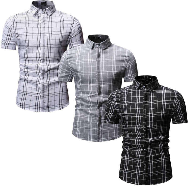 Fashion Men's Business Casual Cardigan V-neck Lapel Shirt Men's Plaid Short Sleeve Shirt Top, Black
Fashion Men's Business Casual Cardigan V-neck Lapel Shirt Men's Plaid Short Sleeve Shirt Top, Black