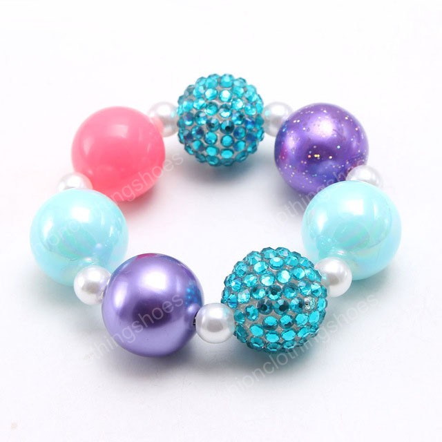 Cute baby girls diy chunky beaded bracelets for kids party jewelry princess colors bubblegum beads bracelets bangles