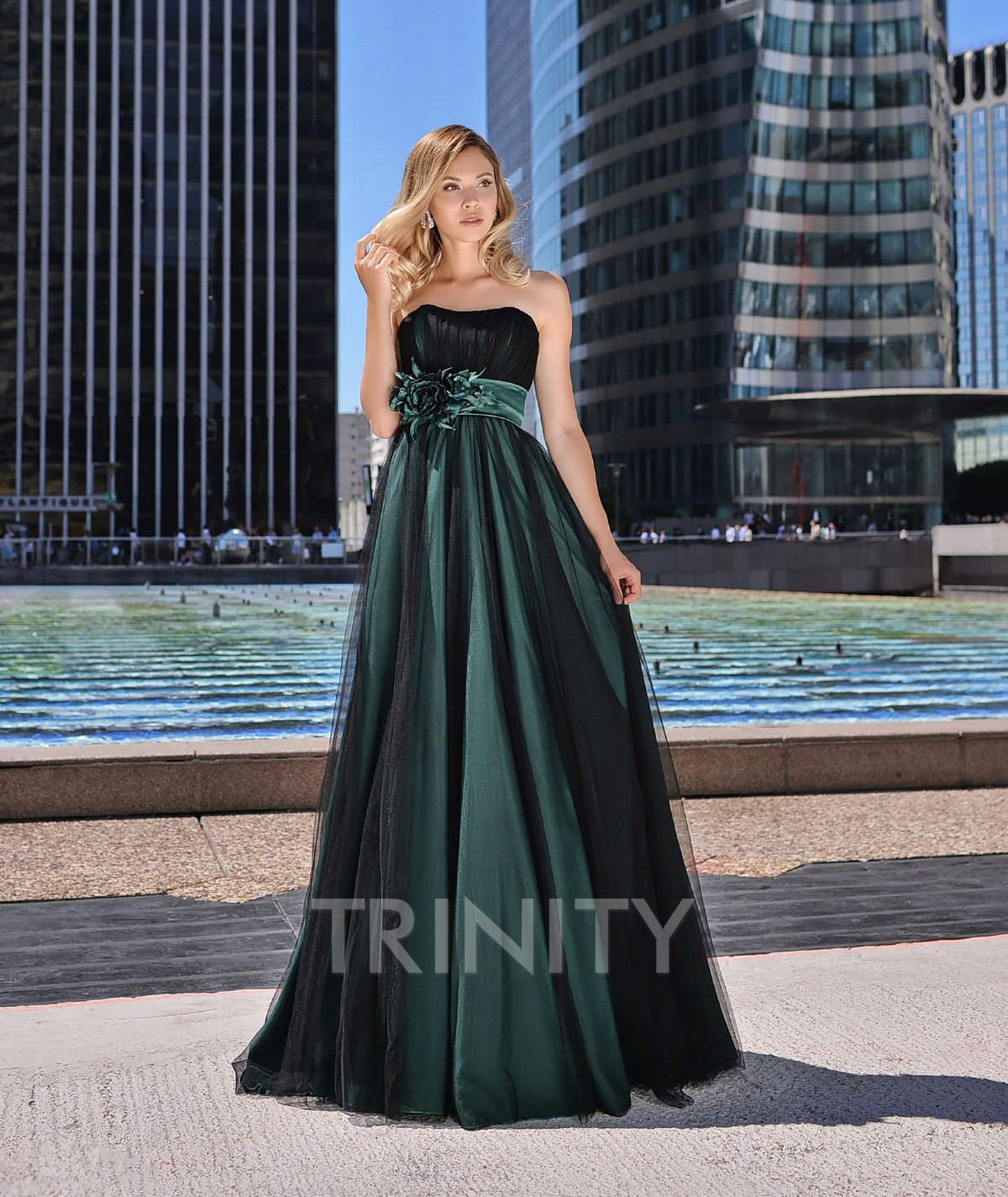 Excellent Green/Black Tulle Strapless Evening Dresses Special Occasion Party Dresses Prom Dresses Homecoming Custom Size 2-18 KF1221287