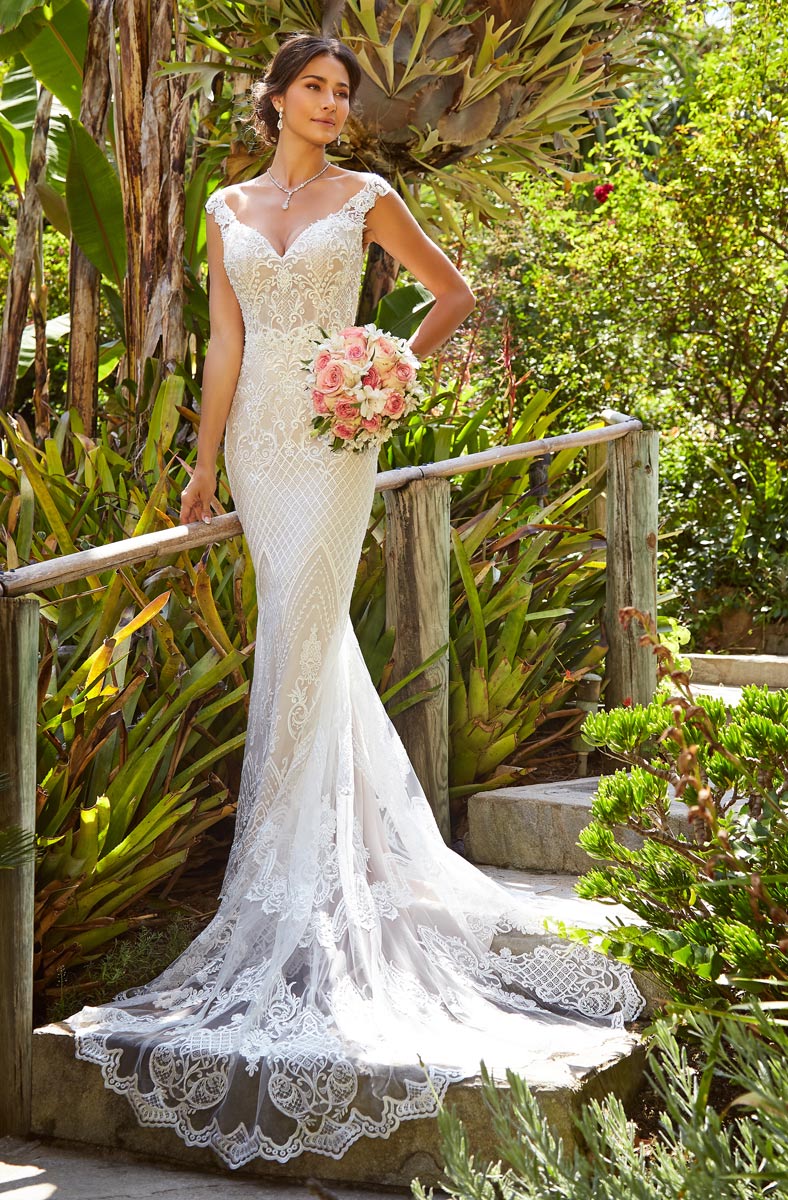 Sale Mermaid Hot Beaded Lace Wedding Dresses V Neck Appliqued Bridal Gowns Sweep Train Trumpet Custom Made Robe De Marie