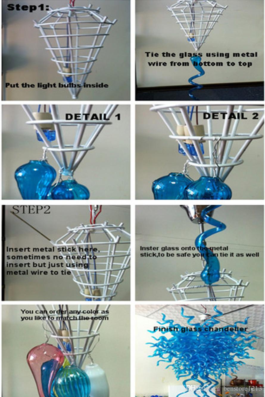 Large Blue Murano Glass Chandelier Light Modern Wholesale LED Hand Blown Glass Crystal Chandelier Lamp