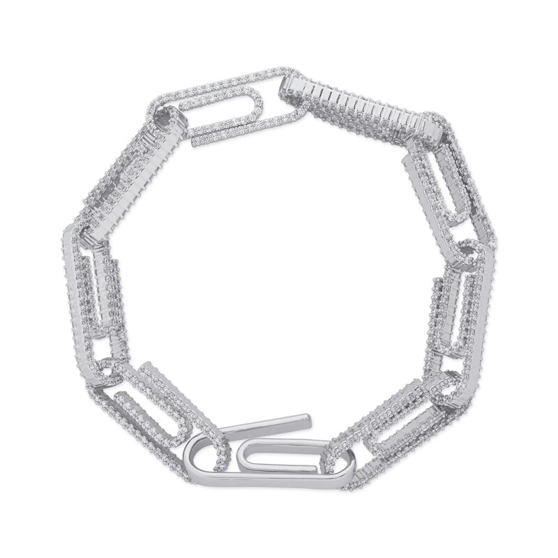 7 8 inches 1cm iced out chains bracelets for men luxury designer bling diamond paper clip bracelet gold silver cuban link chain je