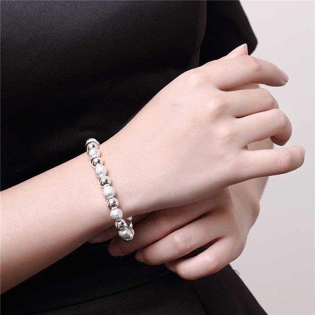 High grade 925 sterling silver '8MM sand light soo piece jewelry set DFMSS056 brand new Factory direct 925 silver necklace bracelet