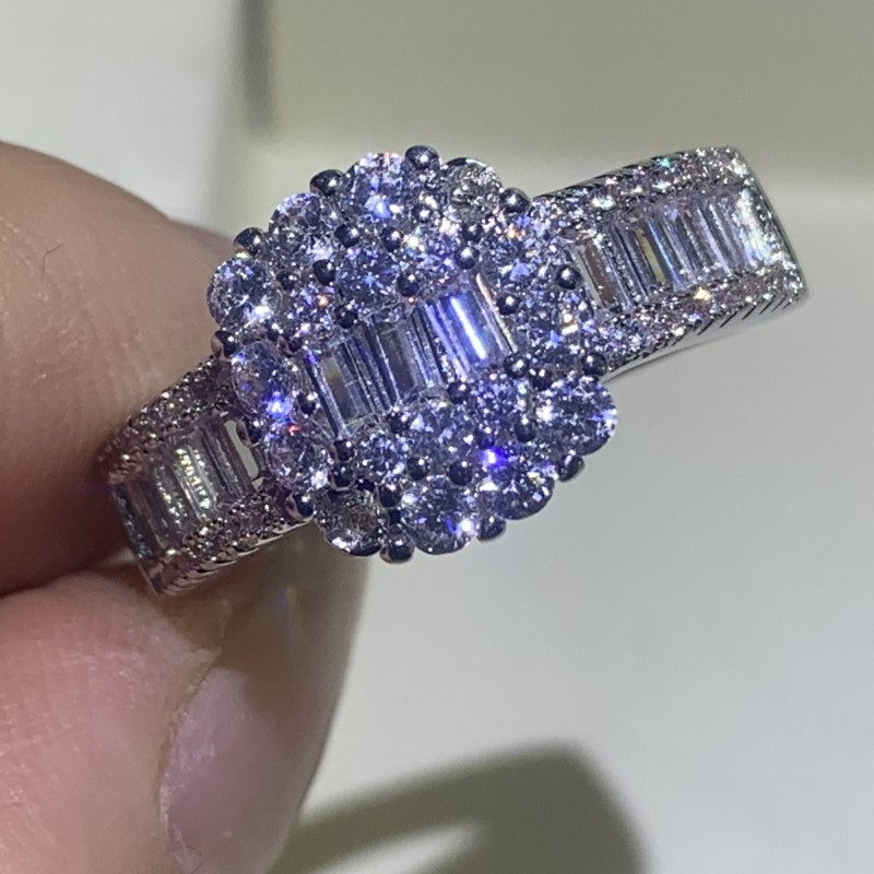 Exquisite Handmade Sterg Sier White Topaz CZ Dia Wedding Ring Set for Women