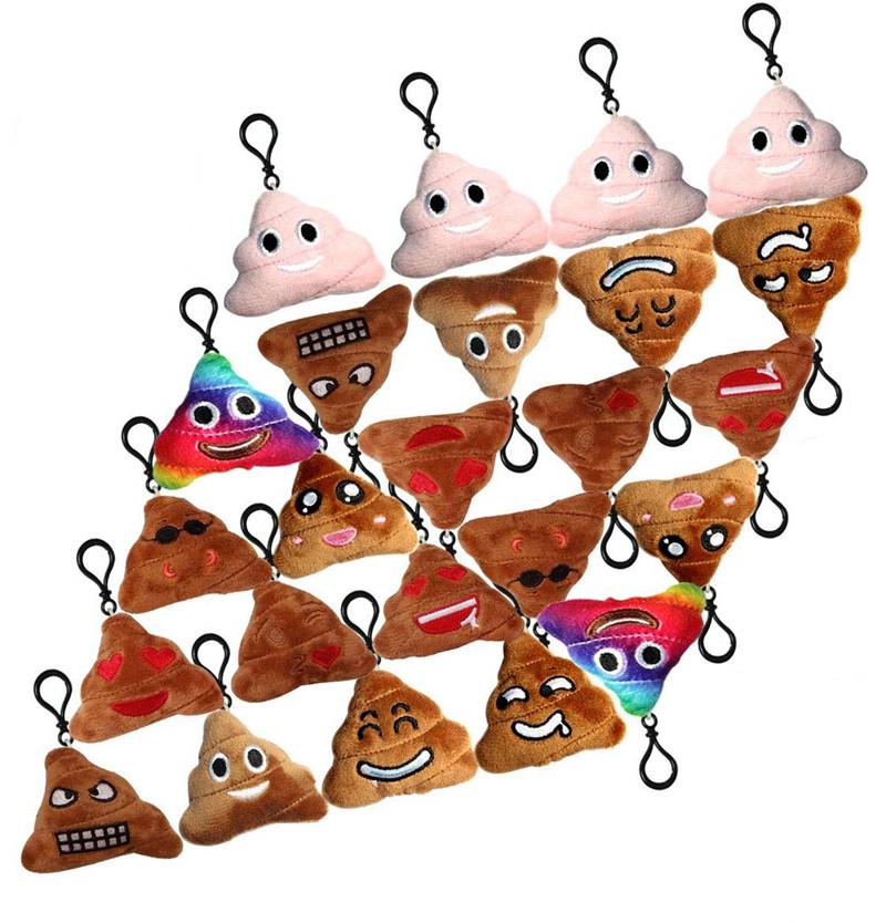 30pcs/Lot Emoticon Keychain Soft Plush Poop Face Key ring Emoticon Key Chains Bag Pendant Charm Keyring Jewelry with Free Shipping