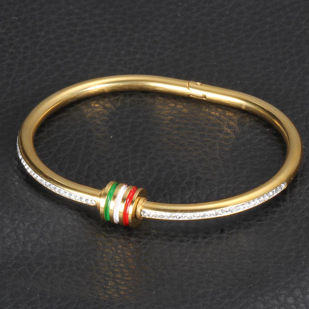 Titanium Jewelry for Women Stainless Steel Cuff Bangle Bracelet with Colorful Diamonds Gold Silver Rose Gold Lightweight for Daily Use Z250910