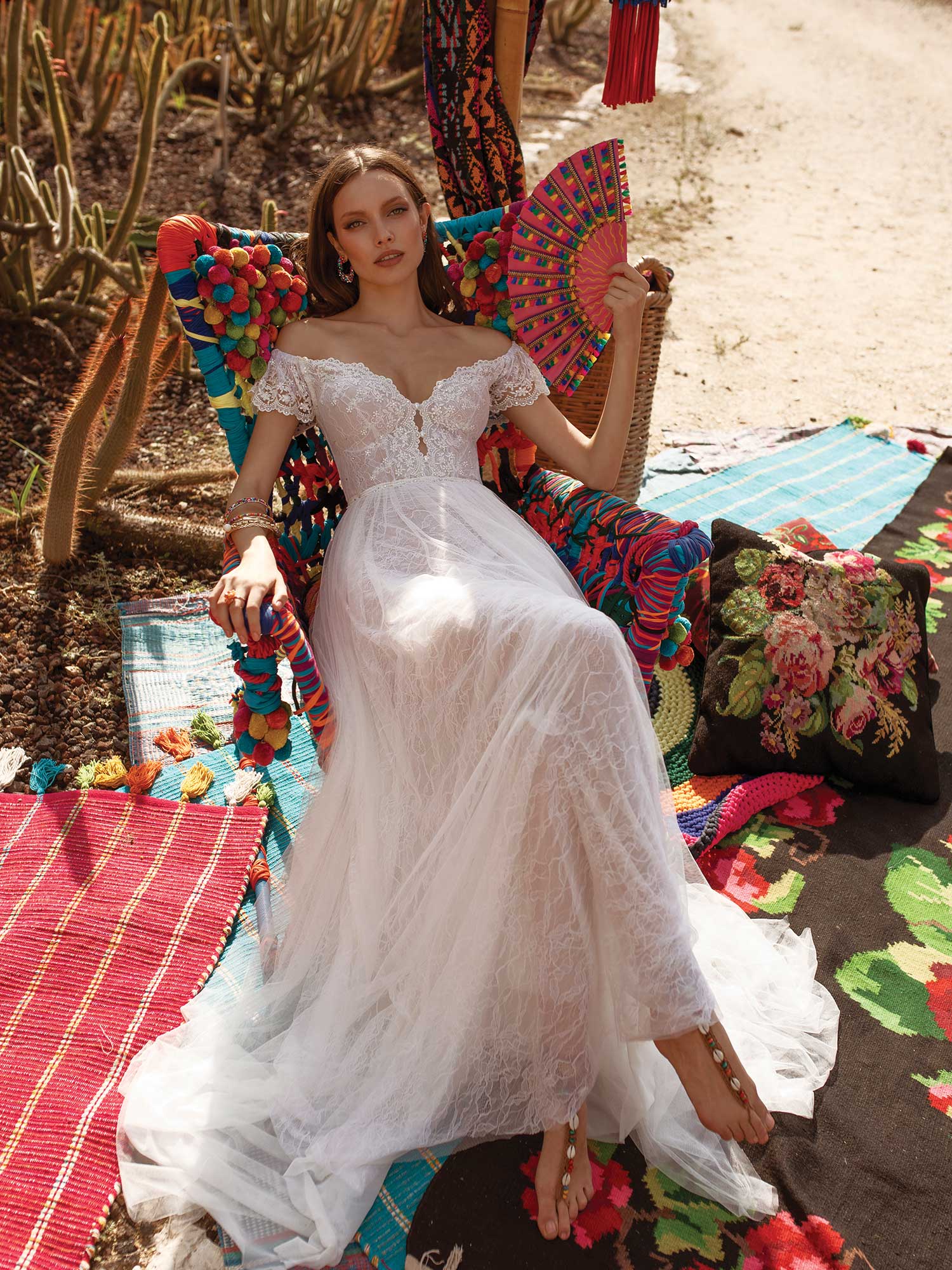 asaf dadush boho wedding dresses lace appliqued beach off the shoulder a line bridal gowns vestido de novia