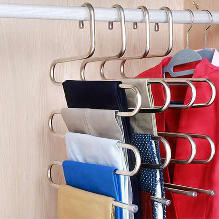 Multi-functional S-type trouser rack stainless steel multi-layer trouser rack traceless adult hanger Hook
Multi-functional S-type trouser rack stainless steel multi-layer trouser rack traceless adult hanger Hook