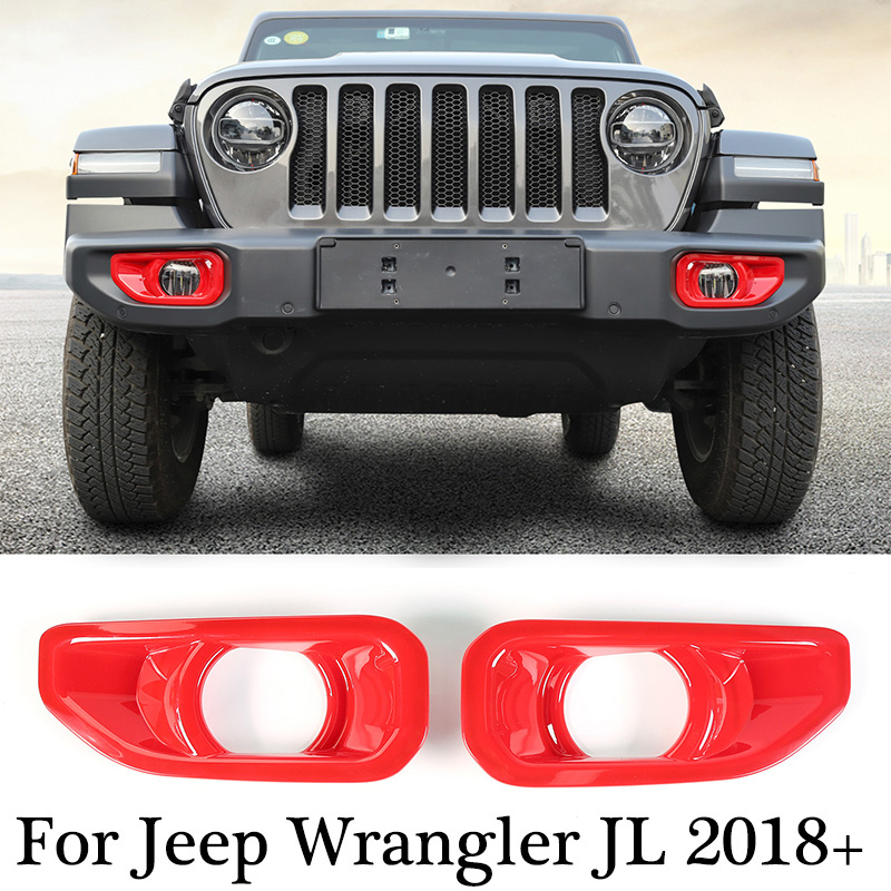 ABS Front Bumper Fog Light Decoration Red For Jeep Wrangler JL Sahara 2018+ Auto Internal Accessories