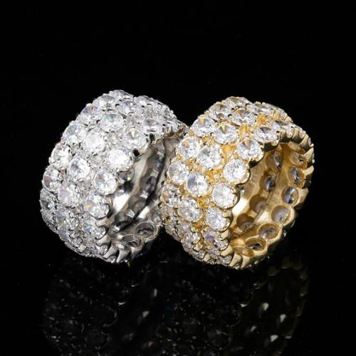 New Arrival Hip Hop Engagement Ring 18K Gold Plated Iced Out Cubic Zirconia Mens Womens Band Bling Diamond CZ Zircon Stone Finger Rings Jewelry Gifts 