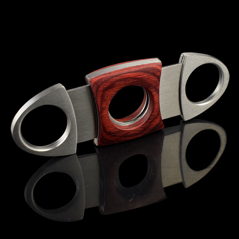 Mahogany stainless steel doubleedged cigar cutter scissors tool cigarette universal accessories portable1620760