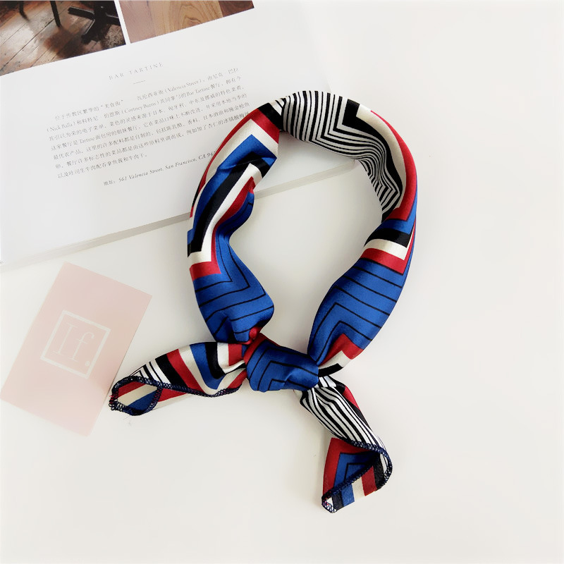50*50CM Fashion Women Elegant Square Silk Feel Satin Scarf Skinny Retro Head Neck Hair Tie Band D19011106