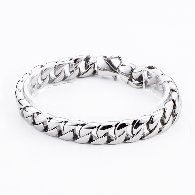 316L Stainless Steel Mens Fashion Cuban Chain Bracelets Rapper Boys Hip Hop Bangle Jewelry High Polished 18K Chains 12mmx23cm